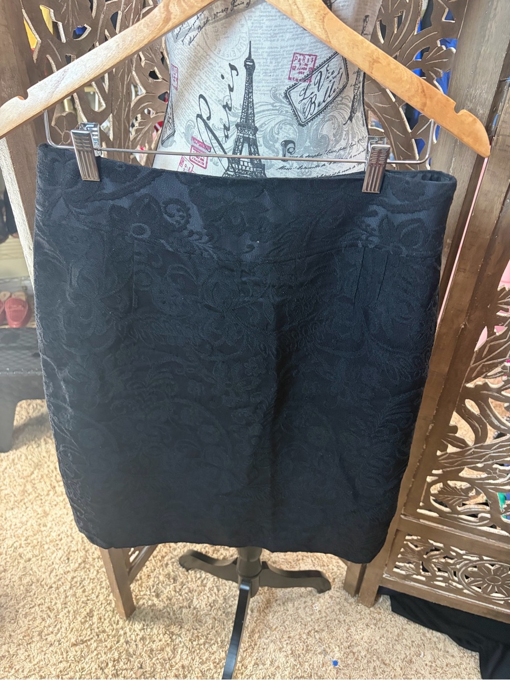 Ann Taylor Black Jacquard Pencil Skirt
